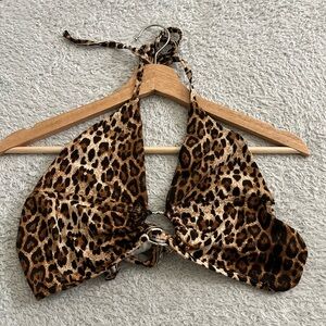 Y2K Leopard Halter Top w/ Metal Ring – Size Women’s Small S
